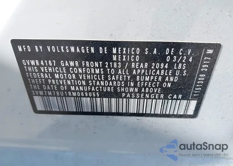 2024 Volkswagen Jetta 1.5T Se from USA, damaged, VIN 3VW7M7BU1RM069055